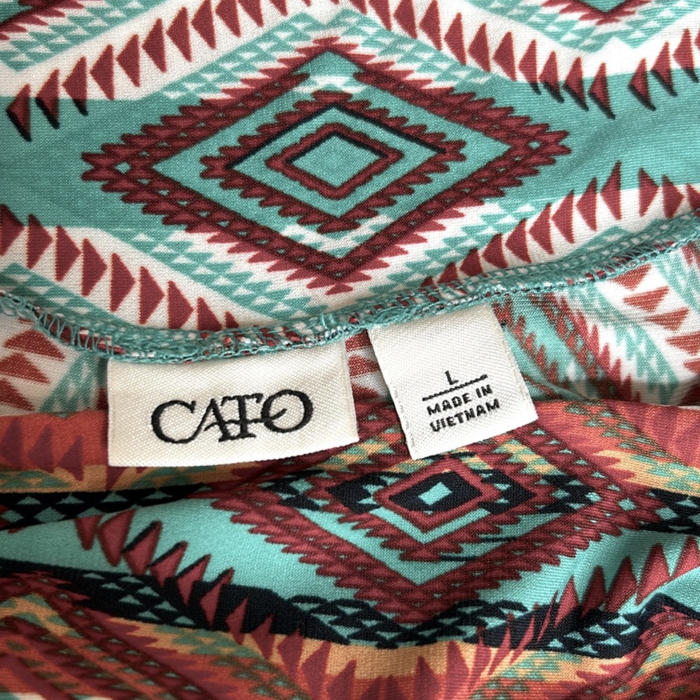 Cato Multicolor Diamond Pattern Pant with Wide Leg, Cropped, Elastic Waist, Sz L - Picture 4 of 7